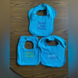 3 NWOT Baby Girl Toddler Bibs Embroidered Daddy’s Little Girl Princess tericloth